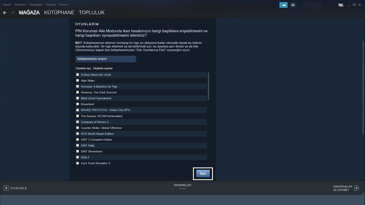 steam de arkadaslariniz ile oyun oynamak icin aile paylasimi nasil yapilir